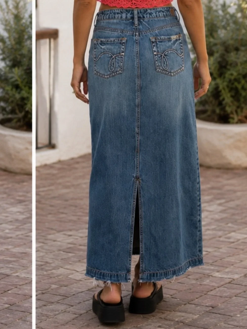 Denim jean maxi skirt Y2K Hint Jeans size 11 women’s 100% cotton 36”